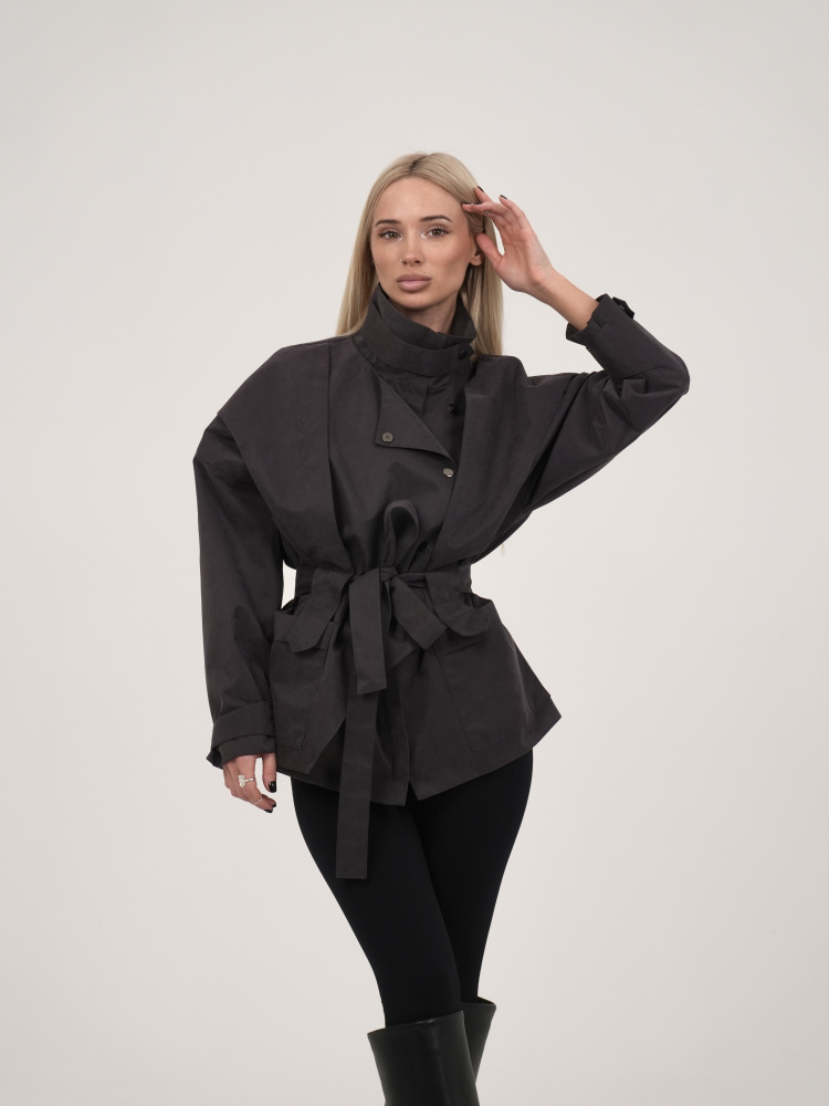 Тренч укороченный женский - Антрацит