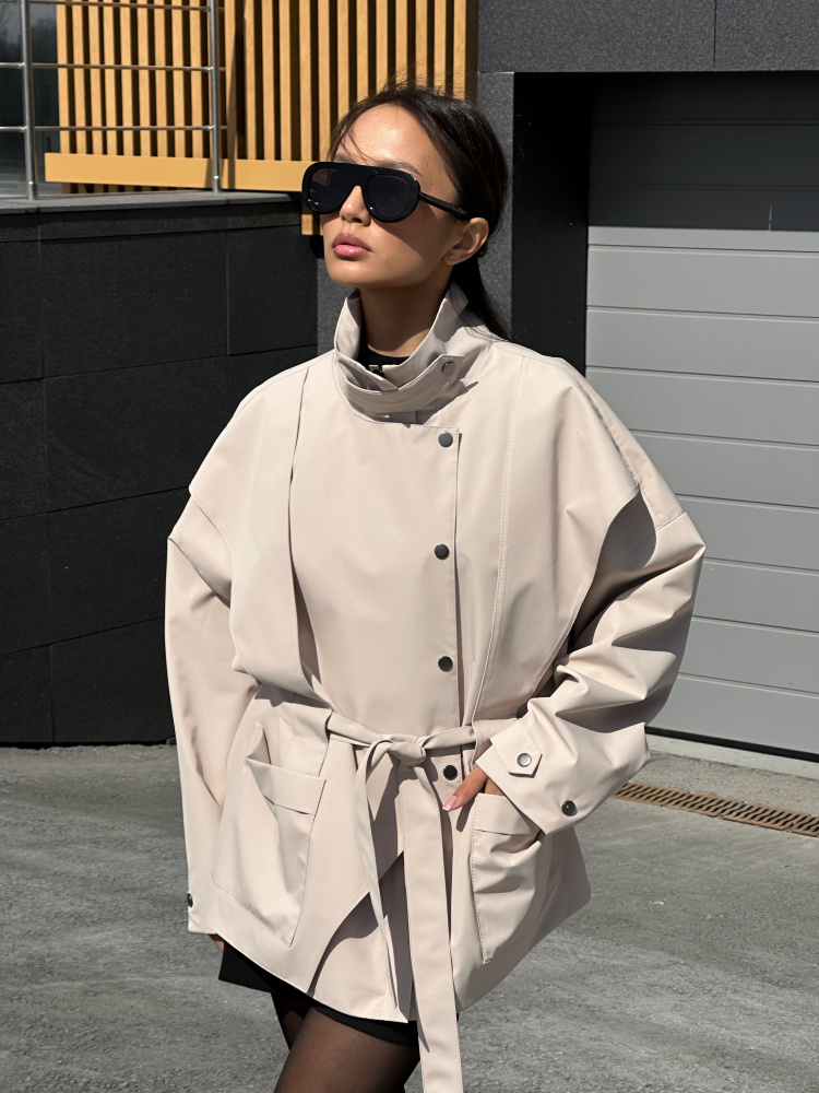 Тренч укороченный женский - Бежевый