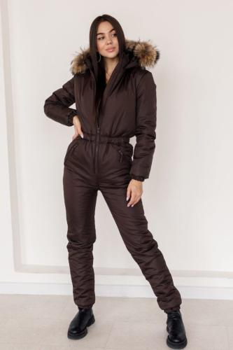 Комбинезон женский зимний Приталенный - Шоколад