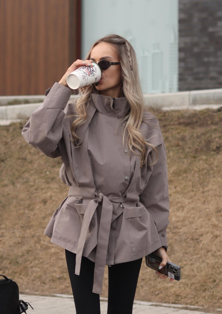 Тренч укороченный женский - Капучино