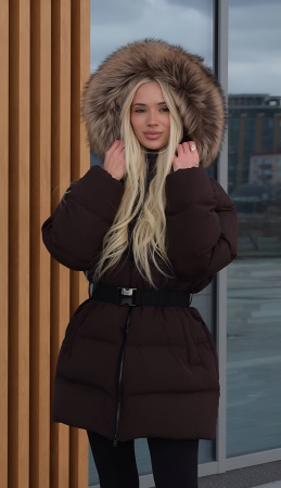 Пуховик женский зимний с мехом CRUSH Коричневый