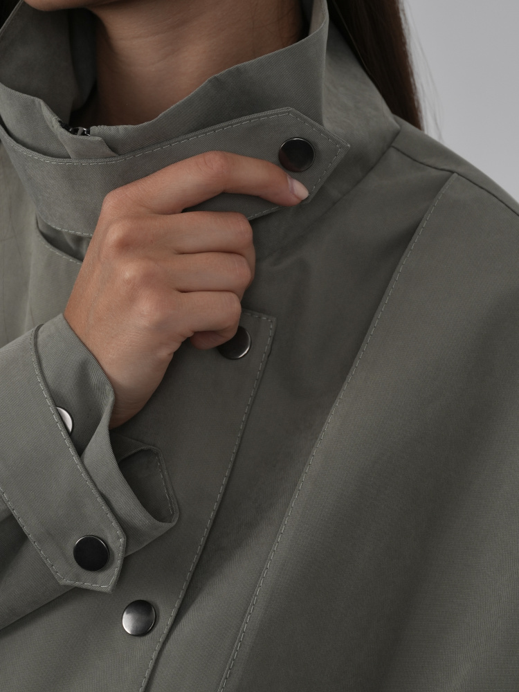 Тренч укороченный женский - Олива