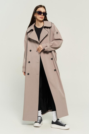 Женский тренч с кантами оттенок Тауп