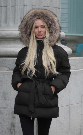 Пуховик женский зимний с мехом CRUSH Черный