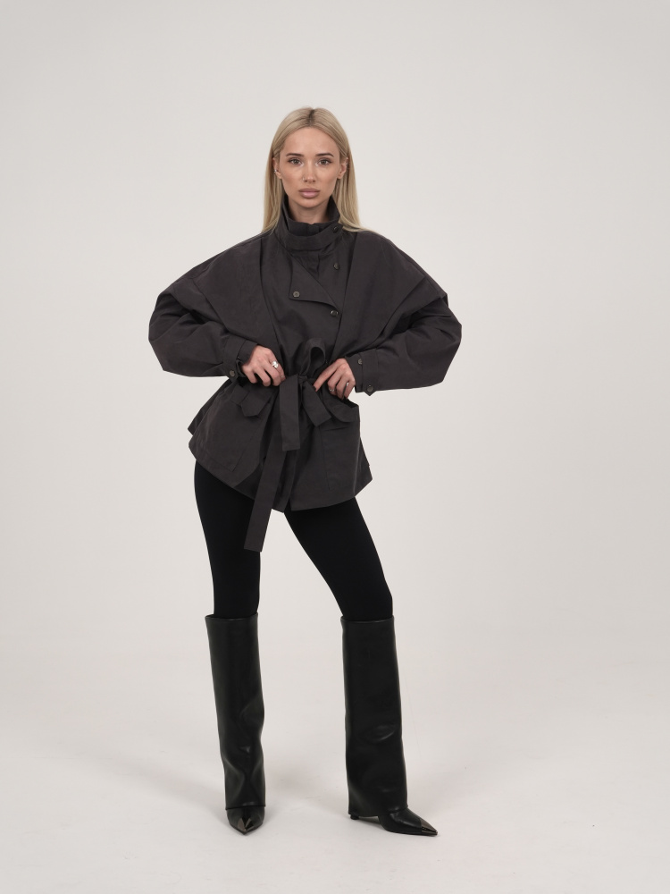 Тренч укороченный женский - Антрацит