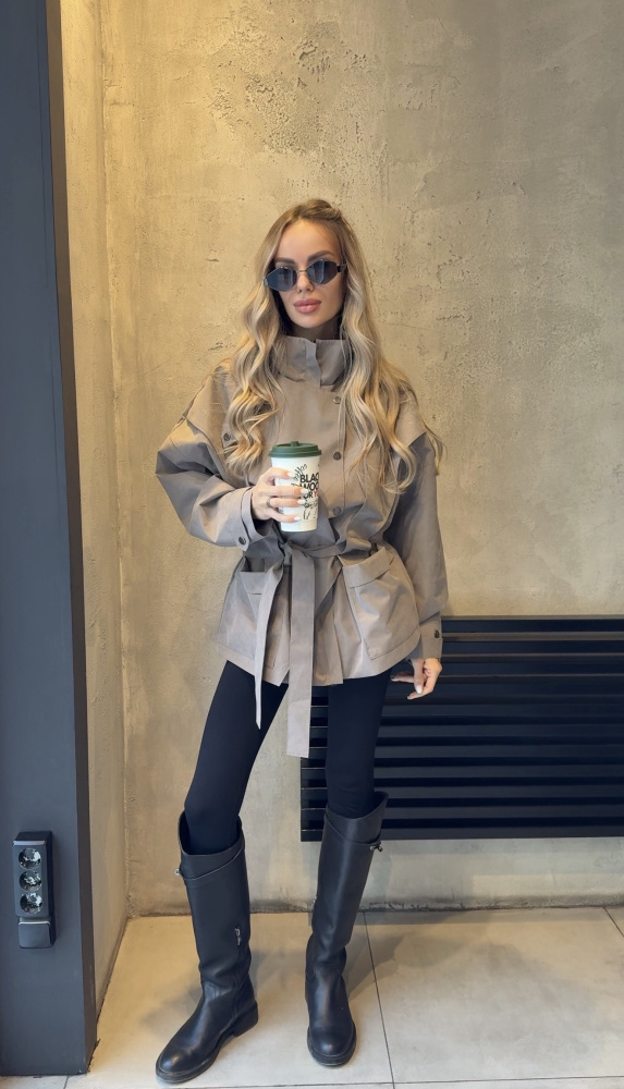 Тренч укороченный женский - Капучино