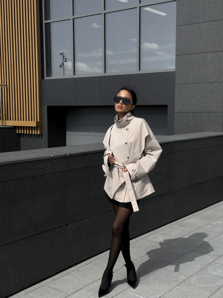 Тренч укороченный женский - Бежевый