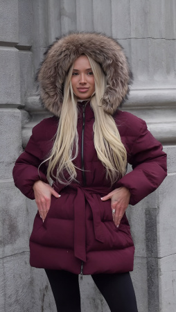 Пуховик женский зимний с мехом CRUSH Бордовый