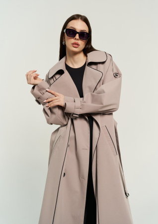 Женский тренч с кантами оттенок Тауп