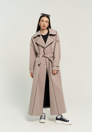 Женский тренч с кантами оттенок Тауп