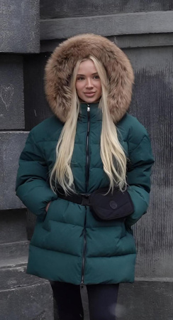Пуховик женский зимний с мехом CRUSH Изумрудный