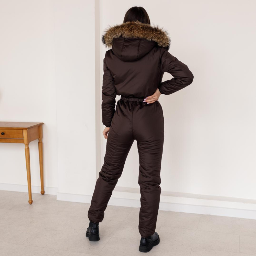 Комбинезон женский зимний Приталенный - Шоколад
